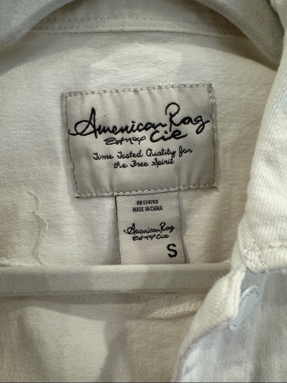 American Rag White Button-Up Cropped Jacket - Picture 2 of 5